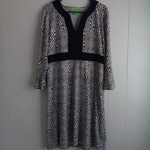 Island Rrpublic Elegant Black and White Patterned Dress Size L